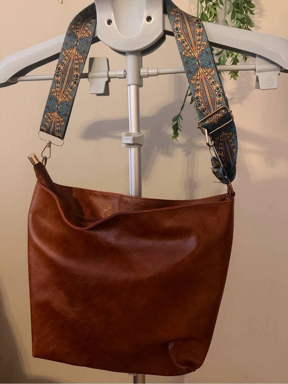 Shein Brown Vintage Retro Crossbody, Casual Shoulder purse with aqua strap - Picture 2 of 8